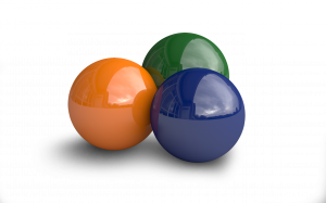 Kugeln orange gruen blau Compositing RGB v1.0 mit Schatten